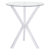Tampa Furniture Outlet - Coaster - Denali Round 35-inch Glass Top Bistro Bar Table Chrome - 100186