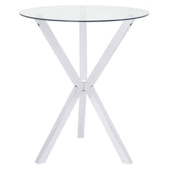 Tampa Furniture Outlet - Coaster - Denali Round 35-inch Glass Top Bistro Bar Table Chrome - 100186
