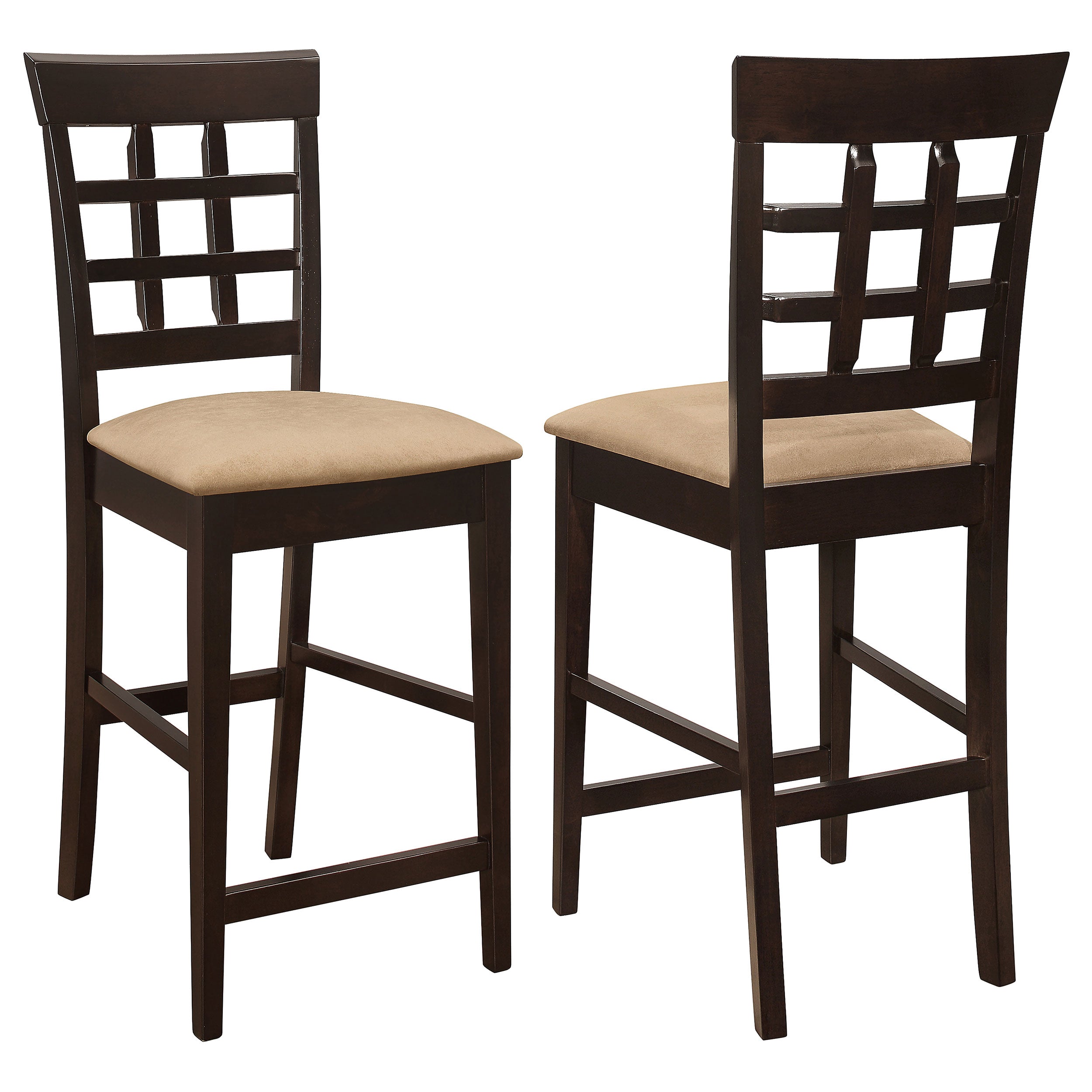 Tampa Furniture Outlet - Coaster - Gabriel Lattice Back Counter Chair Cappuccino (Set of 2) - 100209