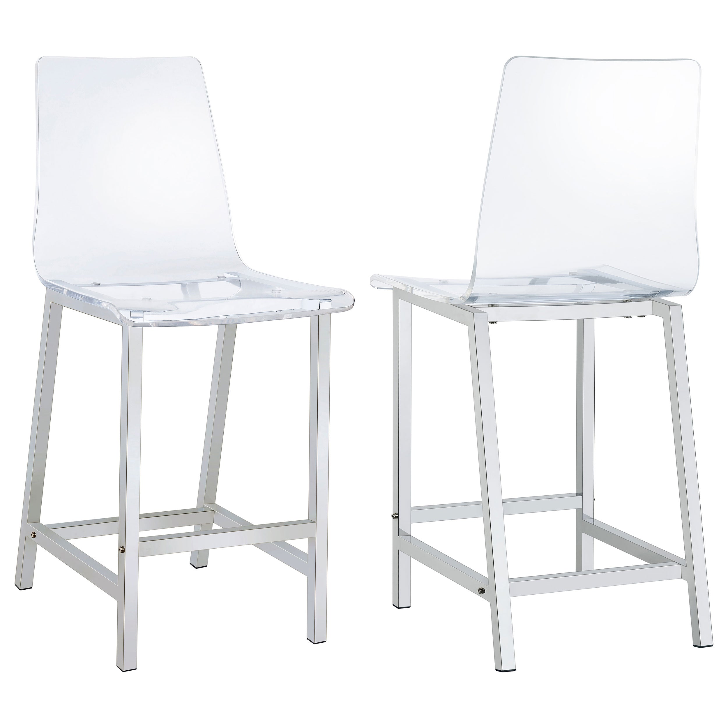 Tampa Furniture Outlet - Coaster - Juelia Clear Acrylic Counter Chair Chrome (Set of 2) - 100265