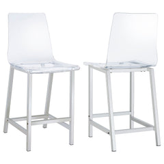 Tampa Furniture Outlet - Coaster - Juelia Clear Acrylic Counter Chair Chrome (Set of 2) - 100265