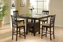 Tampa Furniture Outlet - Coaster - Gabriel 5-piece Square Counter Height Dining Set Cappuccino - 100438-S5
