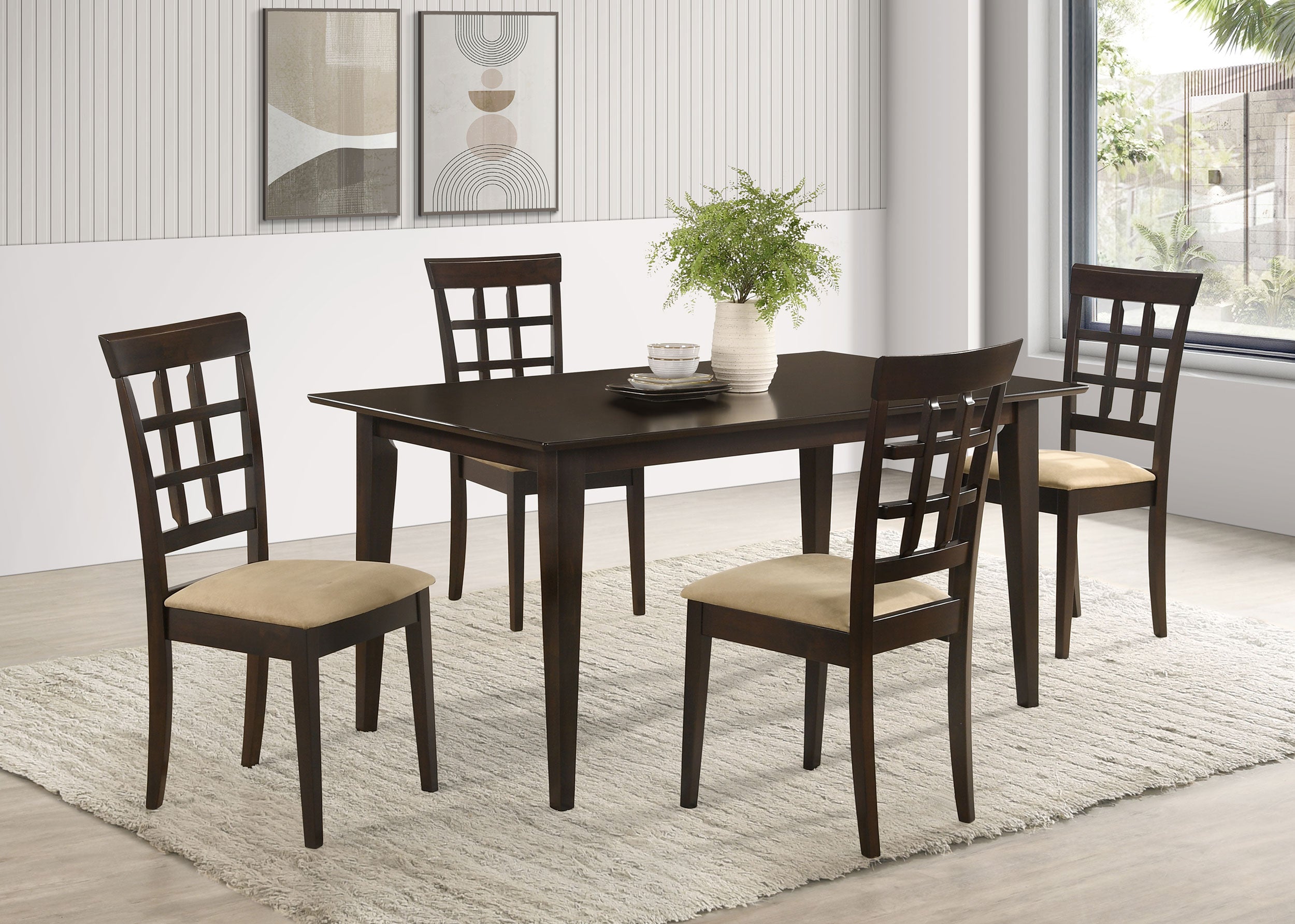 Tampa Furniture Outlet - Coaster - Gabriel 5-piece Rectangular 59-inch Dining Set Cappuccino - 100771-S5