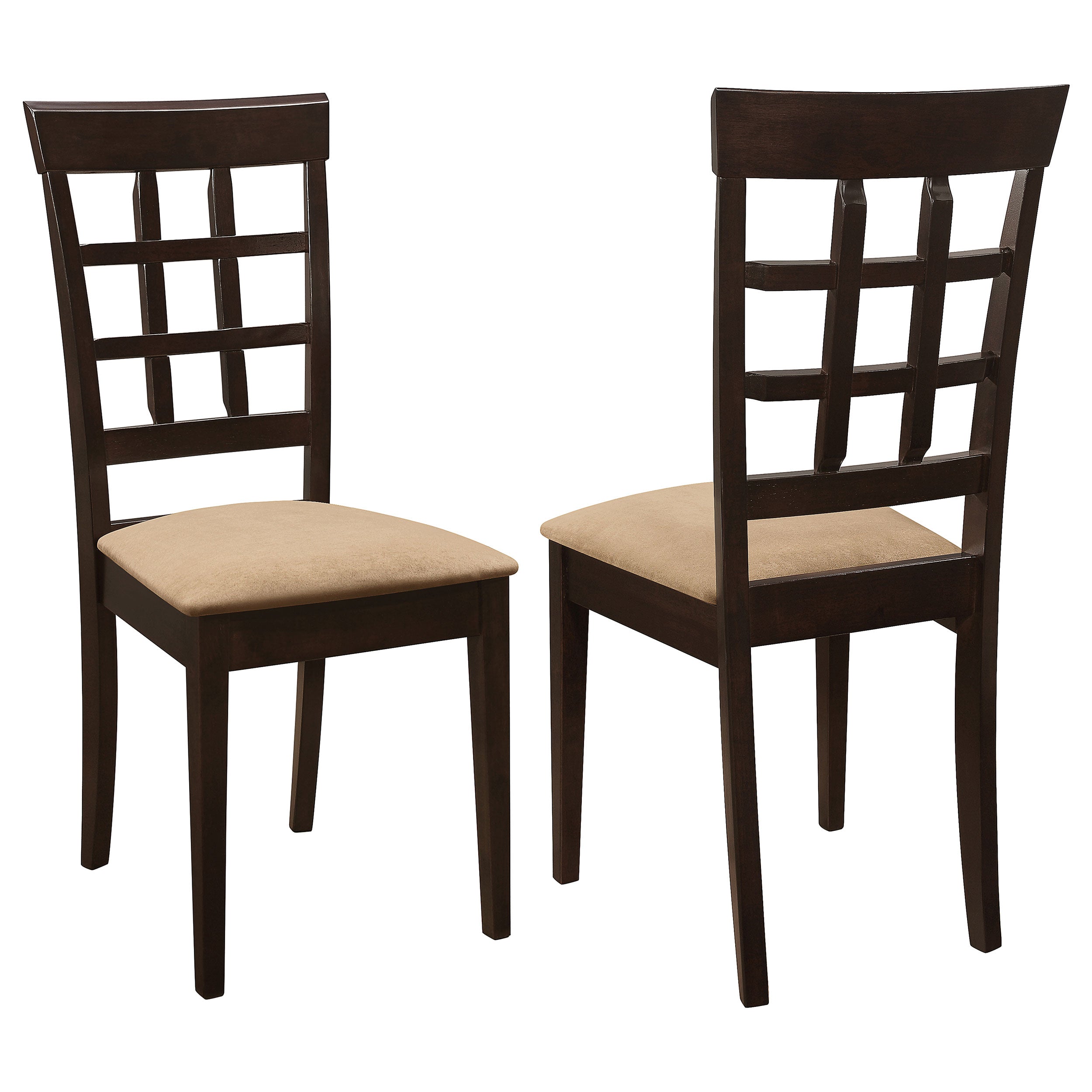 Tampa Furniture Outlet - Coaster - Gabriel Lattice Back Dining Side Chair Cappuccino (Set of 2) - 100772
