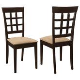 Tampa Furniture Outlet - Coaster - Gabriel Lattice Back Dining Side Chair Cappuccino (Set of 2) - 100772