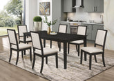 Tampa Furniture Outlet - Coaster - Louise 7-piece Rectangular Extension Leaf Dining Set Black - 101561-S7