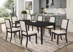 Tampa Furniture Outlet - Coaster - Louise 7-piece Rectangular Extension Leaf Dining Set Black - 101561-S7