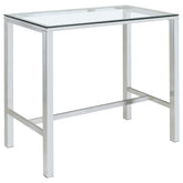 Tampa Furniture Outlet - Coaster - Tolbert Rectangular 47-inch Glass Top Pub Bar Table Chrome - 104873