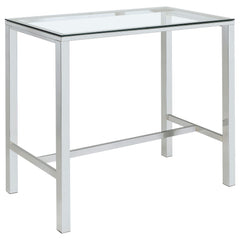 Tampa Furniture Outlet - Coaster - Tolbert Rectangular 47-inch Glass Top Pub Bar Table Chrome - 104873