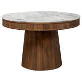 Tampa Furniture Outlet - Coaster - Ortega Round 46-inch Marble Top Wood Dining Table Natural - 105141