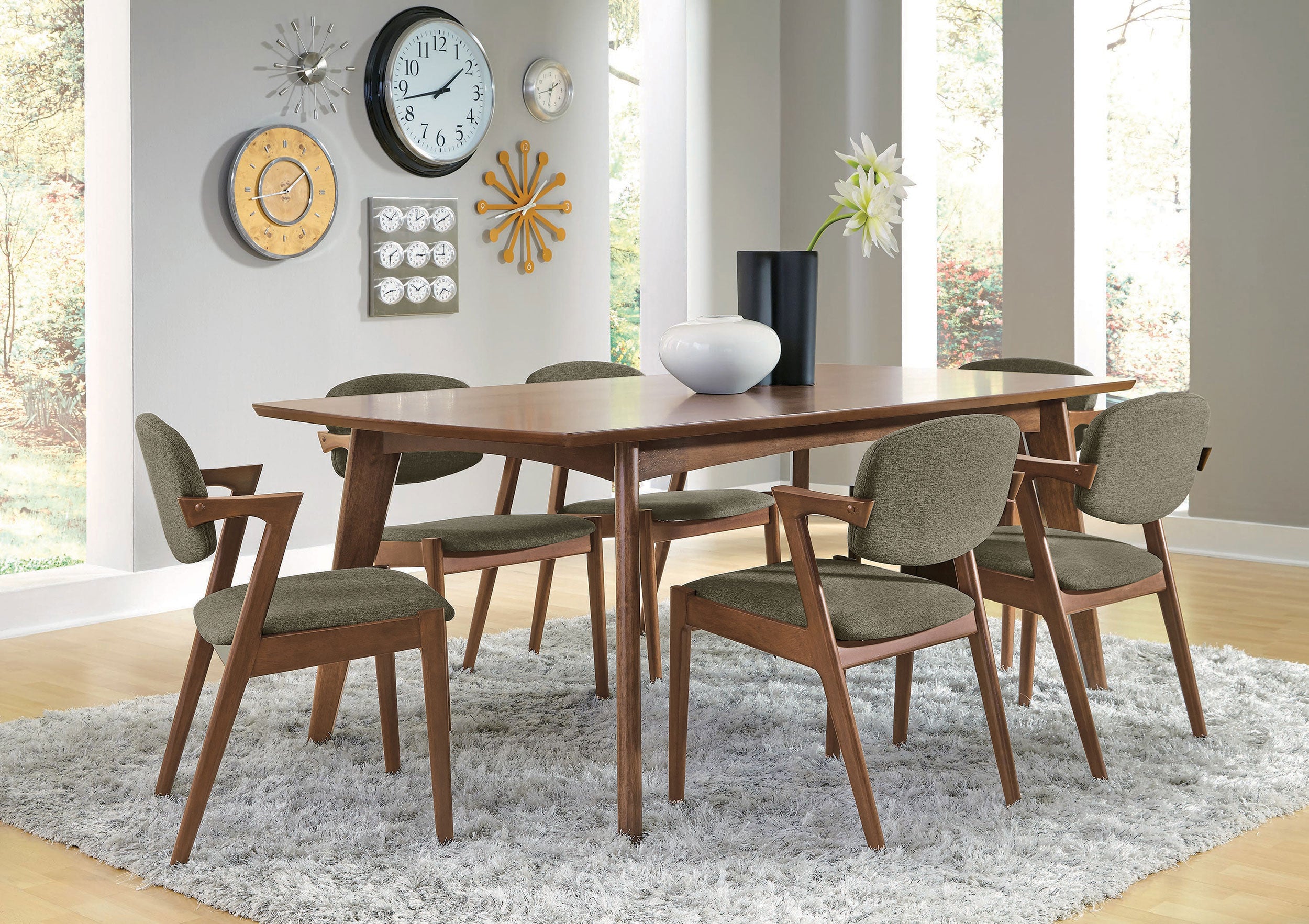 Tampa Furniture Outlet - Coaster - Malone 7-piece Rectangular Dining Table Set Dark Walnut - 105351-S7