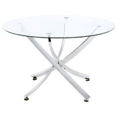 Tampa Furniture Outlet - Coaster - Beckham Round 46-inch Glass Top Dining Table Chrome - 106440