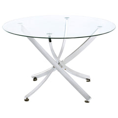 Tampa Furniture Outlet - Coaster - Beckham Round 46-inch Glass Top Dining Table Chrome - 106440