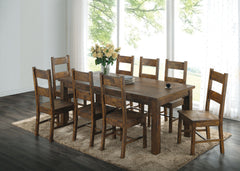 Tampa Furniture Outlet - Coaster - Coleman 9-piece Rectangular Dining Set Rustic Golden Brown - 107041-S9