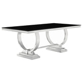 Tampa Furniture Outlet - Coaster - Antoine Rectangular 95-inch Glass Top Dining Table Black - 107871