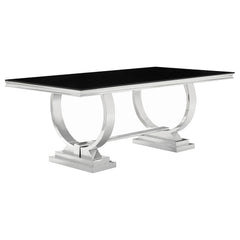 Tampa Furniture Outlet - Coaster - Antoine Rectangular 95-inch Glass Top Dining Table Black - 107871