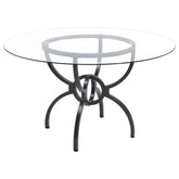 Tampa Furniture Outlet - Coaster - Aviano Round 48-inch Glass Top Metal Dining Table Gunmetal - 108291BG