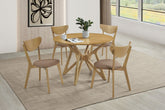 Tampa Furniture Outlet - Coaster - Elowen 5-piece Round Solid Wood Dining Set Light Walnut - 108440-S5