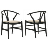 Tampa Furniture Outlet - Coaster - Crestmont Wood Wishbone Dining Side Chair Black (Set of 2) - 108482