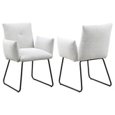 Tampa Furniture Outlet - Coaster - Ackland Upholstered Dining Arm Chair Light Grey (Set of 2) - 108492
