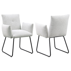 Tampa Furniture Outlet - Coaster - Ackland Upholstered Dining Arm Chair Light Grey (Set of 2) - 108492