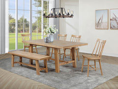 Tampa Furniture Outlet - Coaster - Middleton 6-piece Extension Leaf Dining Set Natural Brown - 108540-S6N