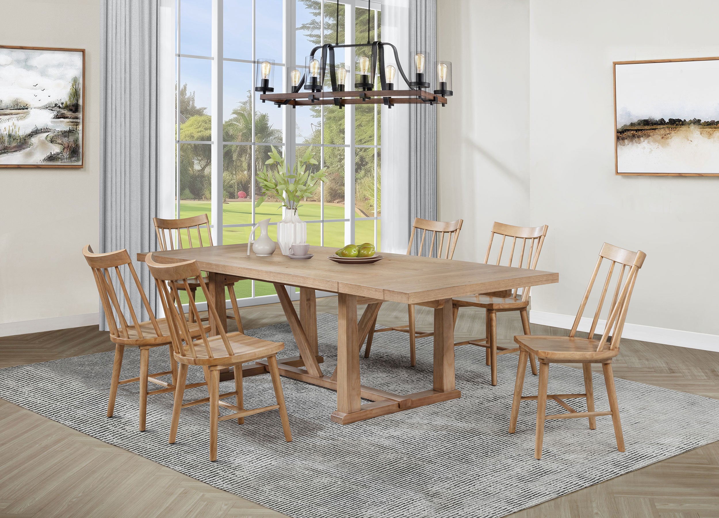 Tampa Furniture Outlet - Coaster - Middleton 7-piece Extension Leaf Dining Set Natural Brown - 108541-S7N