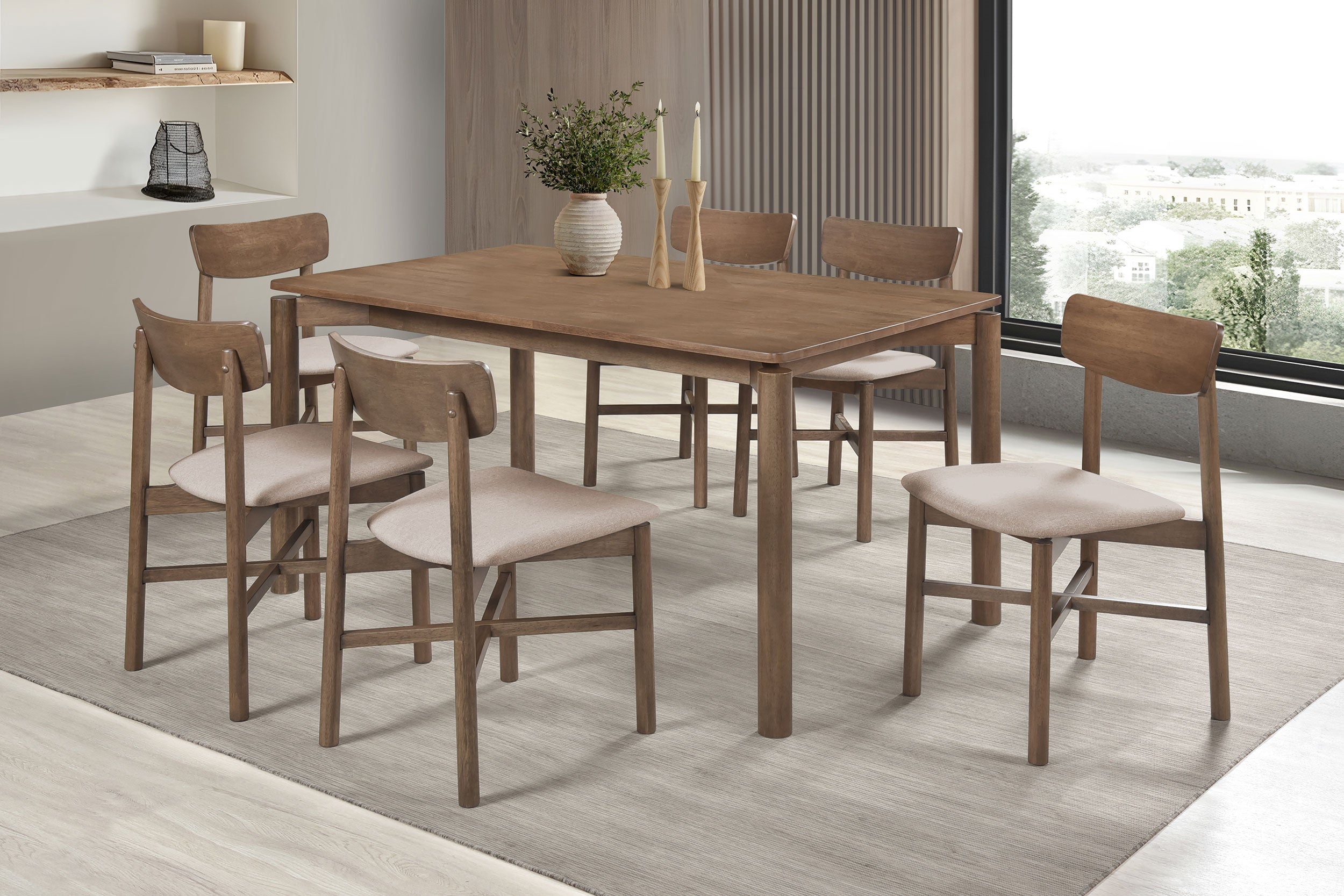 Tampa Furniture Outlet - Coaster - Parkridge 7-piece 59-inch Wood Dining Set Natural Walnut - 108561-S7