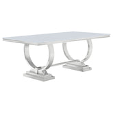 Tampa Furniture Outlet - Coaster - Antoine Rectangular 95-inch Glass Top Dining Table White - 108811