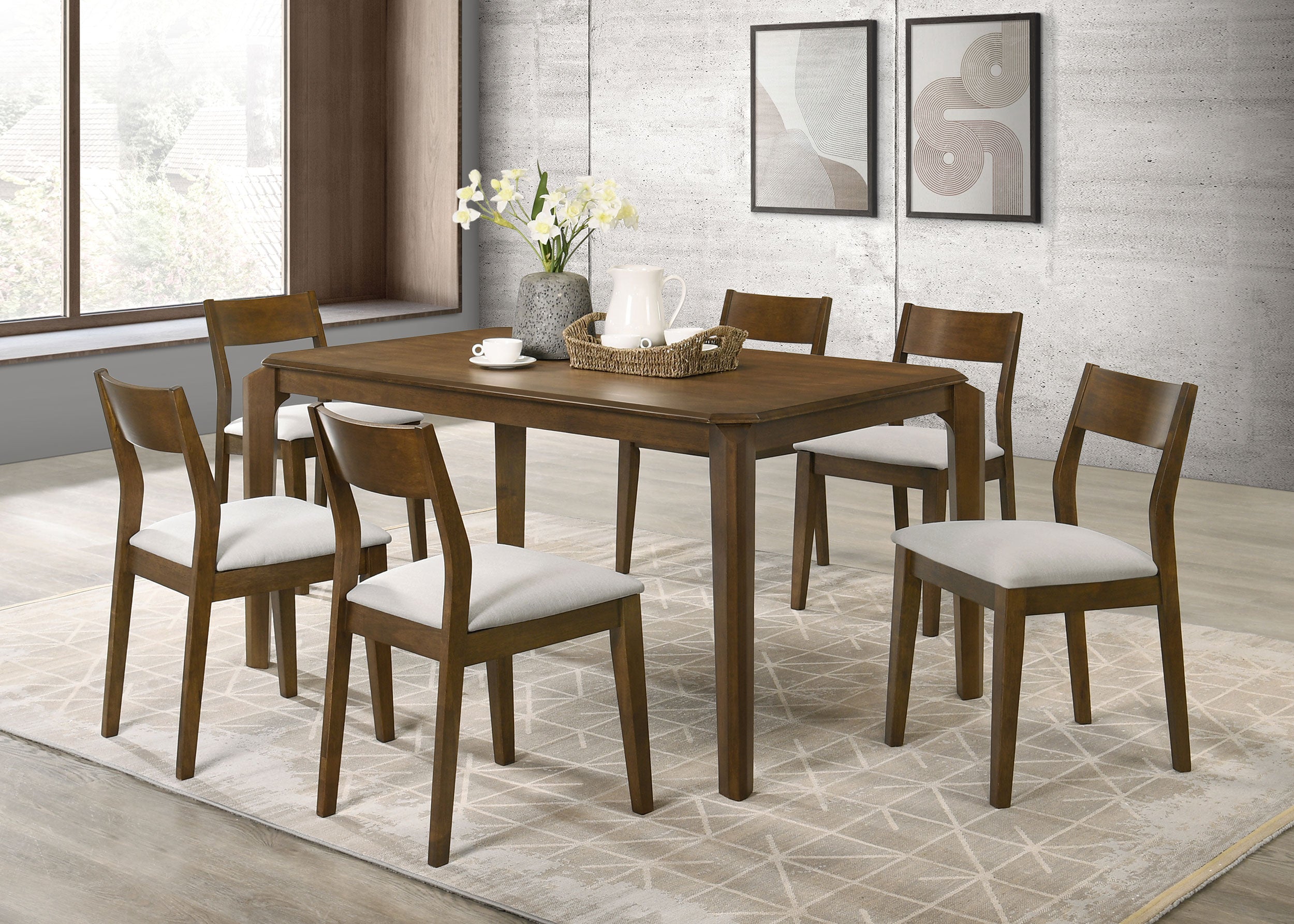 Tampa Furniture Outlet - Coaster - Almonte 7-piece 59-inch Rectangular Dining Set Dark Brown - 108921-S7