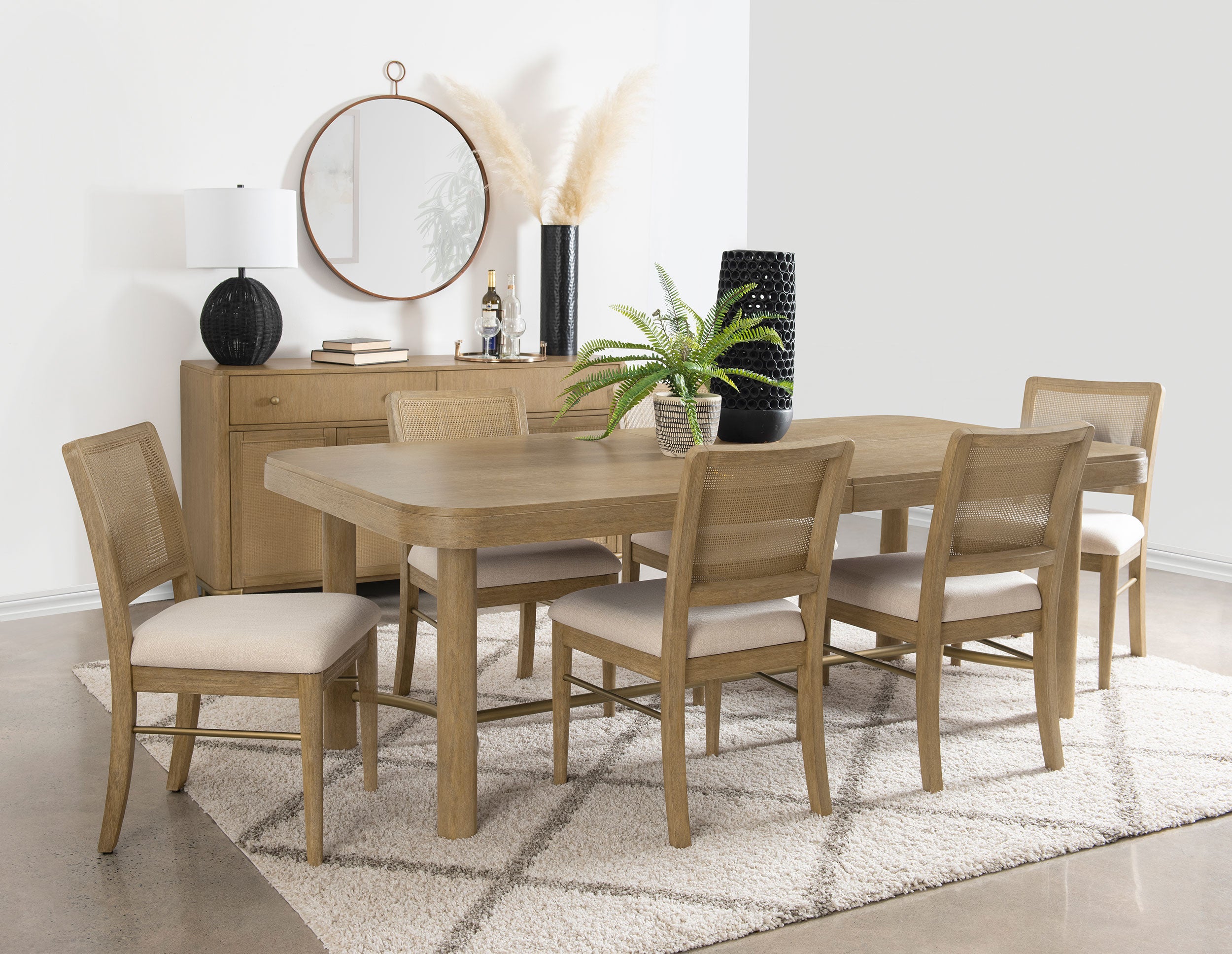 Tampa Furniture Outlet - Coaster - Arini 7-piece Extension Leaf Dining Table Set Sand Wash - 108931-S7W