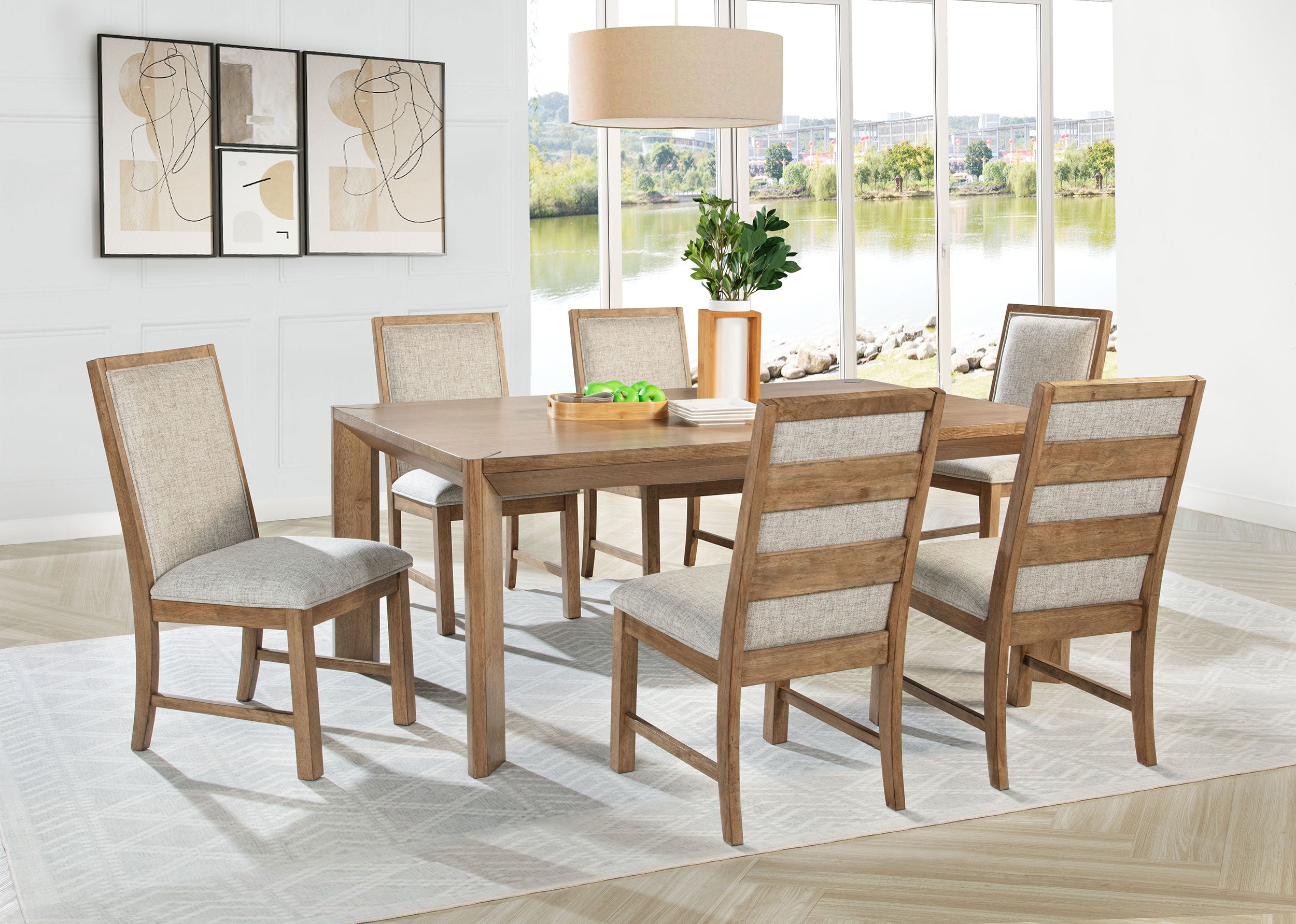 Tampa Furniture Outlet - Coaster - Bruner 7-piece 72-inch Rectangular Dining Set Natural Brown - 109101-S7