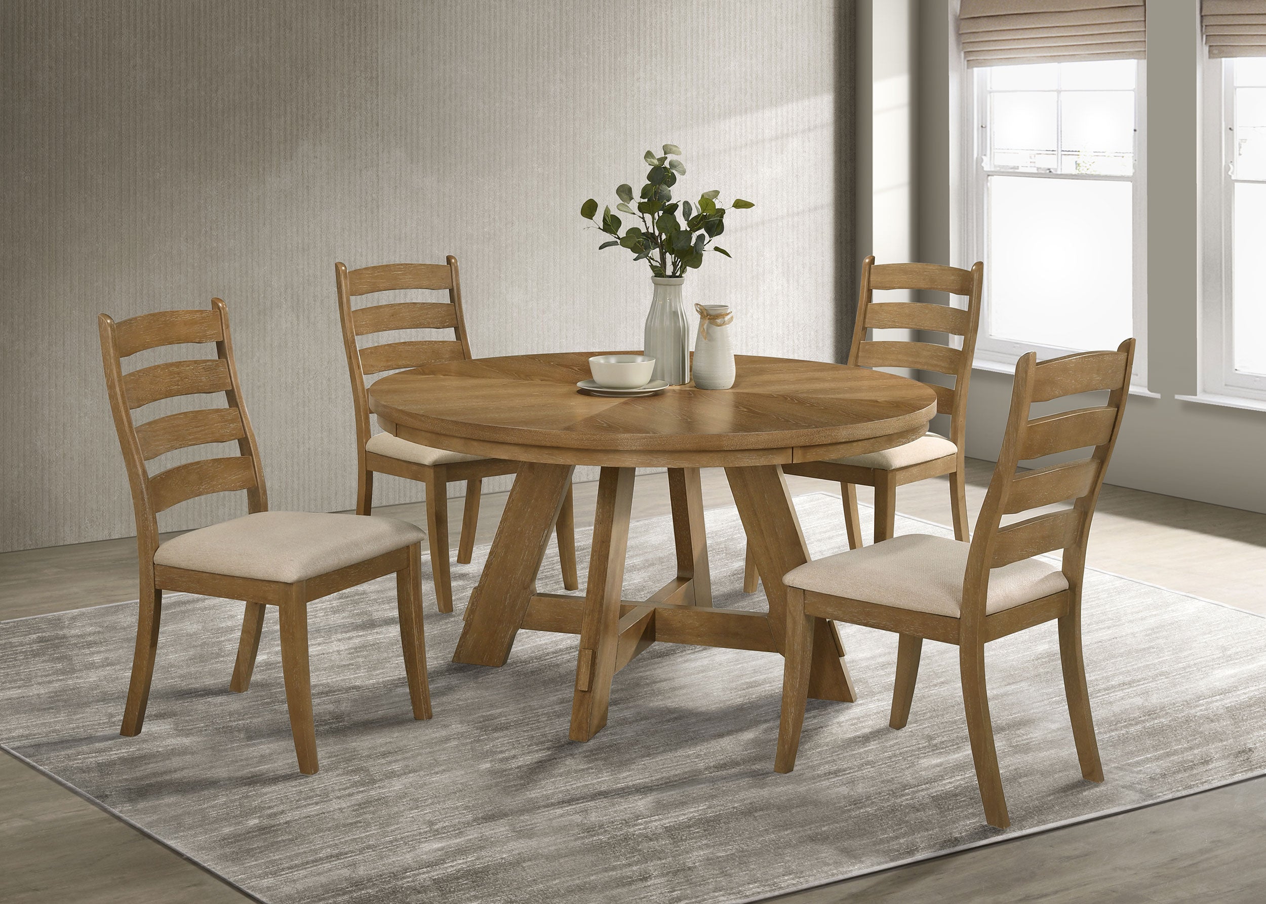 Tampa Furniture Outlet - Coaster - Danvers 5-piece Dining Table Set Brown Oak and Latte - 109150-S5
