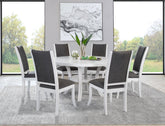 Tampa Furniture Outlet - Coaster - Judd 7-piece 54-inch Round Wood Dining Table Set Pearl White - 109330-S7