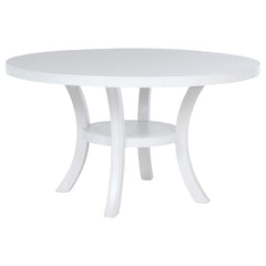 Tampa Furniture Outlet - Coaster - Judd 54-inch Round Dining Wood Table with Shelf Pearl White - 109330