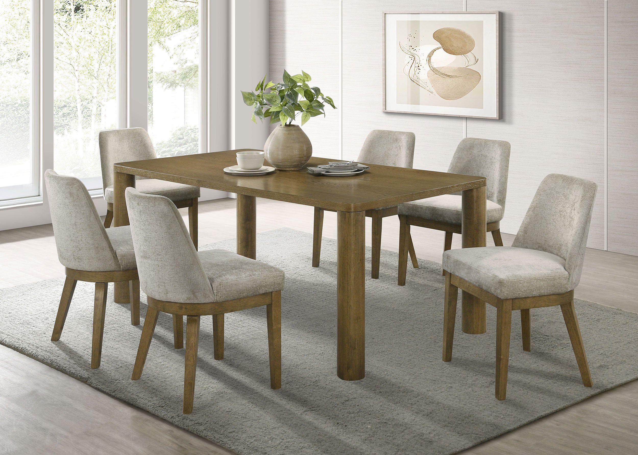 Tampa Furniture Outlet - Coaster - Castlewood 7-piece 71-inch Rectangular Dining Set Brown Oak - 109351-S7