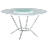Tampa Furniture Outlet - Coaster - Abby Round 54-inch Lazy Susan Dining Table White High Gloss - 110321