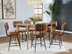Tampa Furniture Outlet - Coaster - Partridge 7-piece Counter Dining Set Sheesham and Camel - 110578-S7C