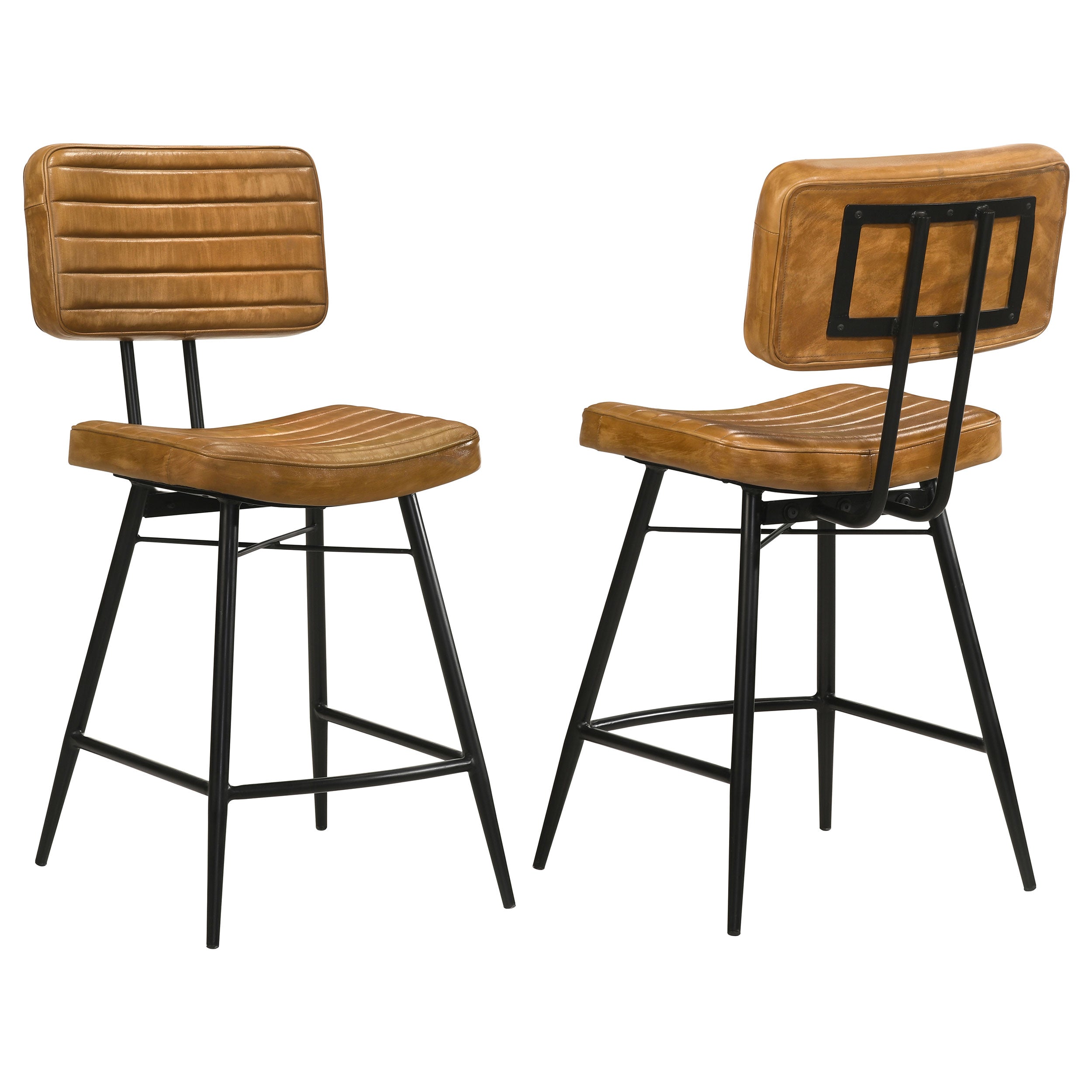 Tampa Furniture Outlet - Coaster - Partridge Leather Counter Chair Antique Camel (Set of 2) - 110649