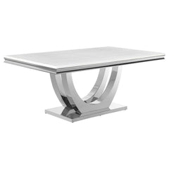 Tampa Furniture Outlet - Coaster - Kerwin Rectangular 71-inch Stone Top Dining Table White - 111101