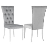 Tampa Furniture Outlet - Coaster - Kerwin Velvet Upholstered Dining Side Chair Grey (Set of 2) - 111103