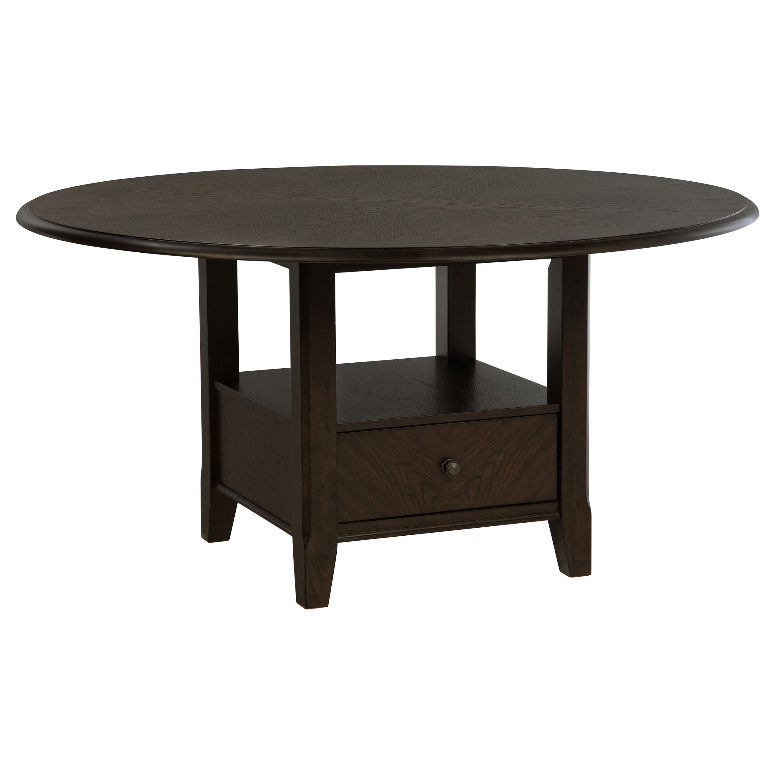 Tampa Furniture Outlet - Coaster - Twyla 60-inch Round Dining Table with Drawer Dark Cocoa - 115100