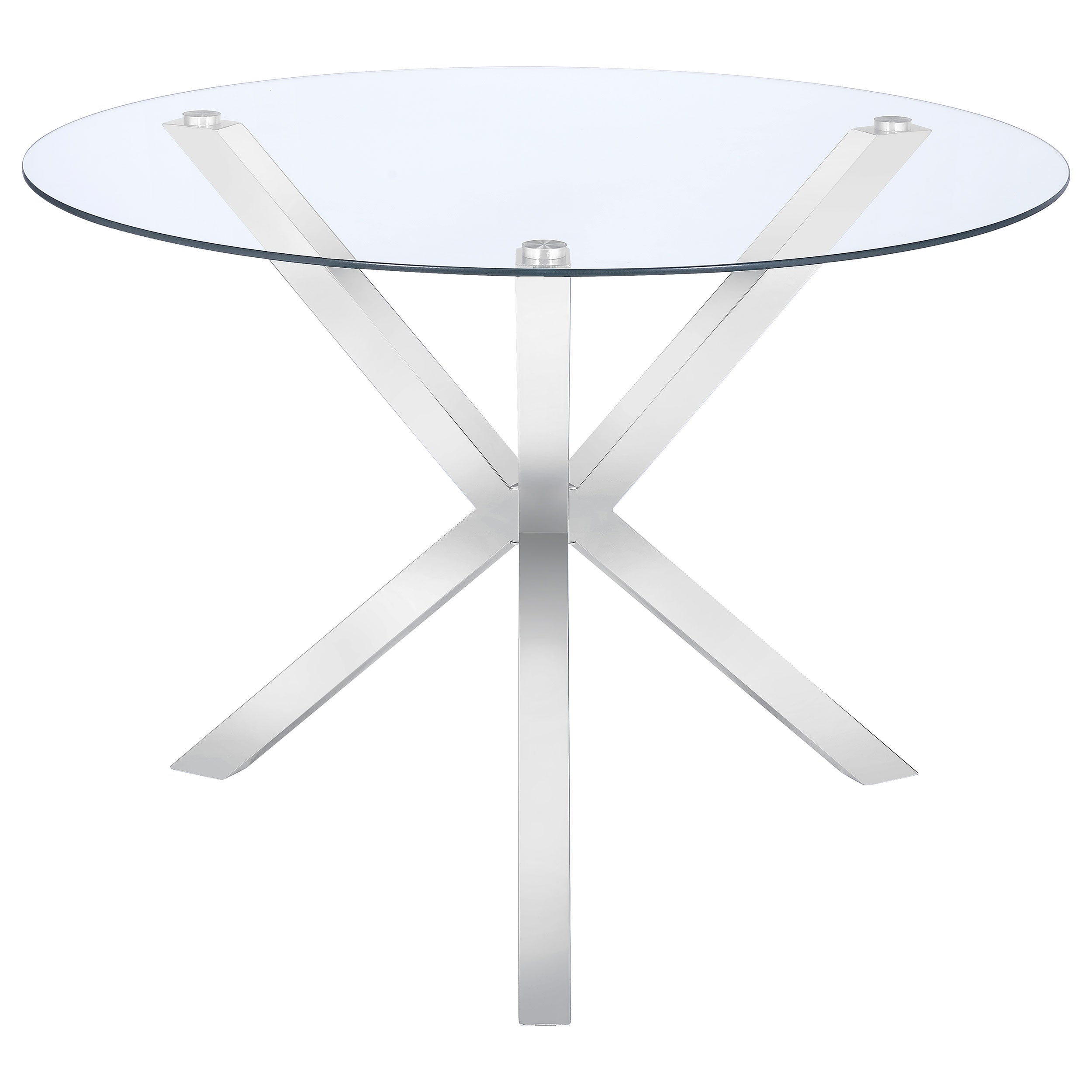 Tampa Furniture Outlet - Coaster - Vance Round 41-inch Glass Top Asterisk Dining Table Chrome - 120760