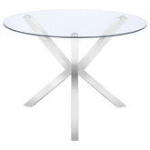 Tampa Furniture Outlet - Coaster - Vance Round 41-inch Glass Top Asterisk Dining Table Chrome - 120760