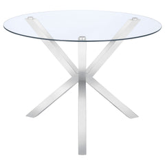 Tampa Furniture Outlet - Coaster - Vance Round 41-inch Glass Top Asterisk Dining Table Chrome - 120760