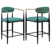 Tampa Furniture Outlet - Coaster - Tina Fabric Upholstered Counter Chair Green (Set of 2) - 121185