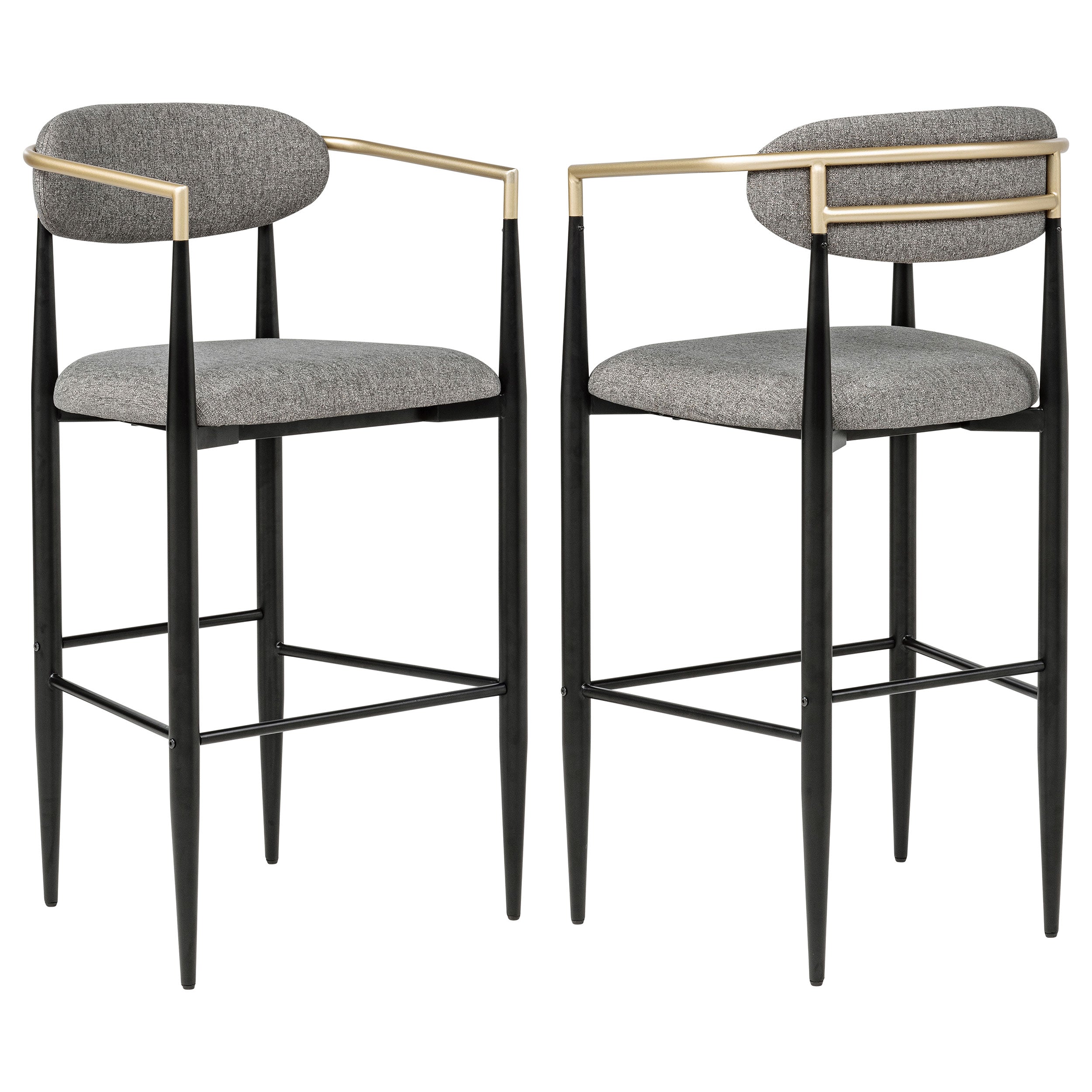 Tampa Furniture Outlet - Coaster - Tina Fabric Upholstered Bar Chair Dark Grey (Set of 2) - 121189