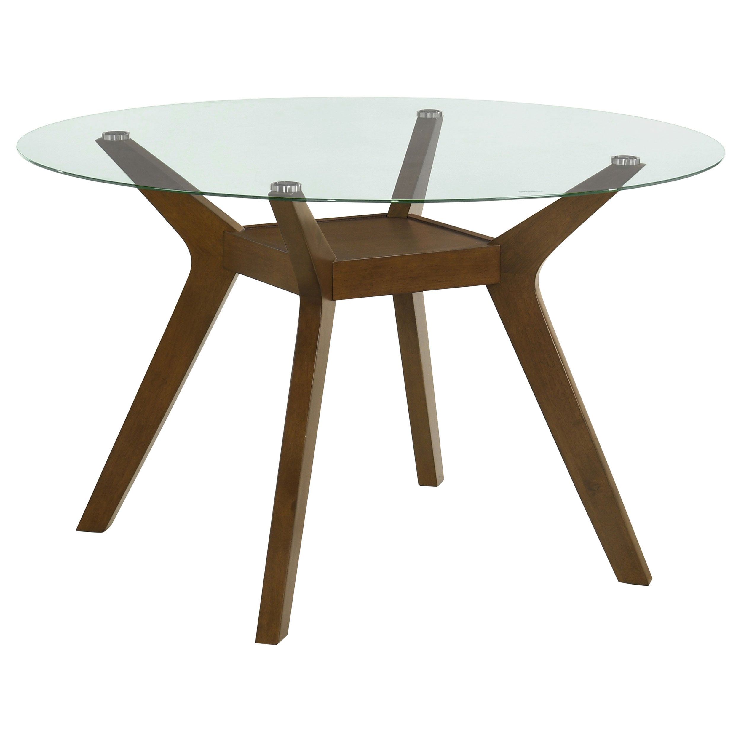Tampa Furniture Outlet - Coaster - Paxton Round 48-inch Glass Top Wood Dining Table Brown - 122180BG