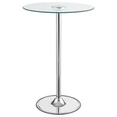 Tampa Furniture Outlet - Coaster - Thea Round 28-inch Glass Top LED Bistro Bar Table Chrome - 122400