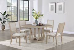 Tampa Furniture Outlet - Coaster - Trofello 5-piece Round Dining Table Set White Washed - 123120-S5
